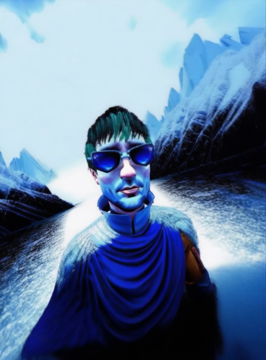 Blue-world character and terrain frame