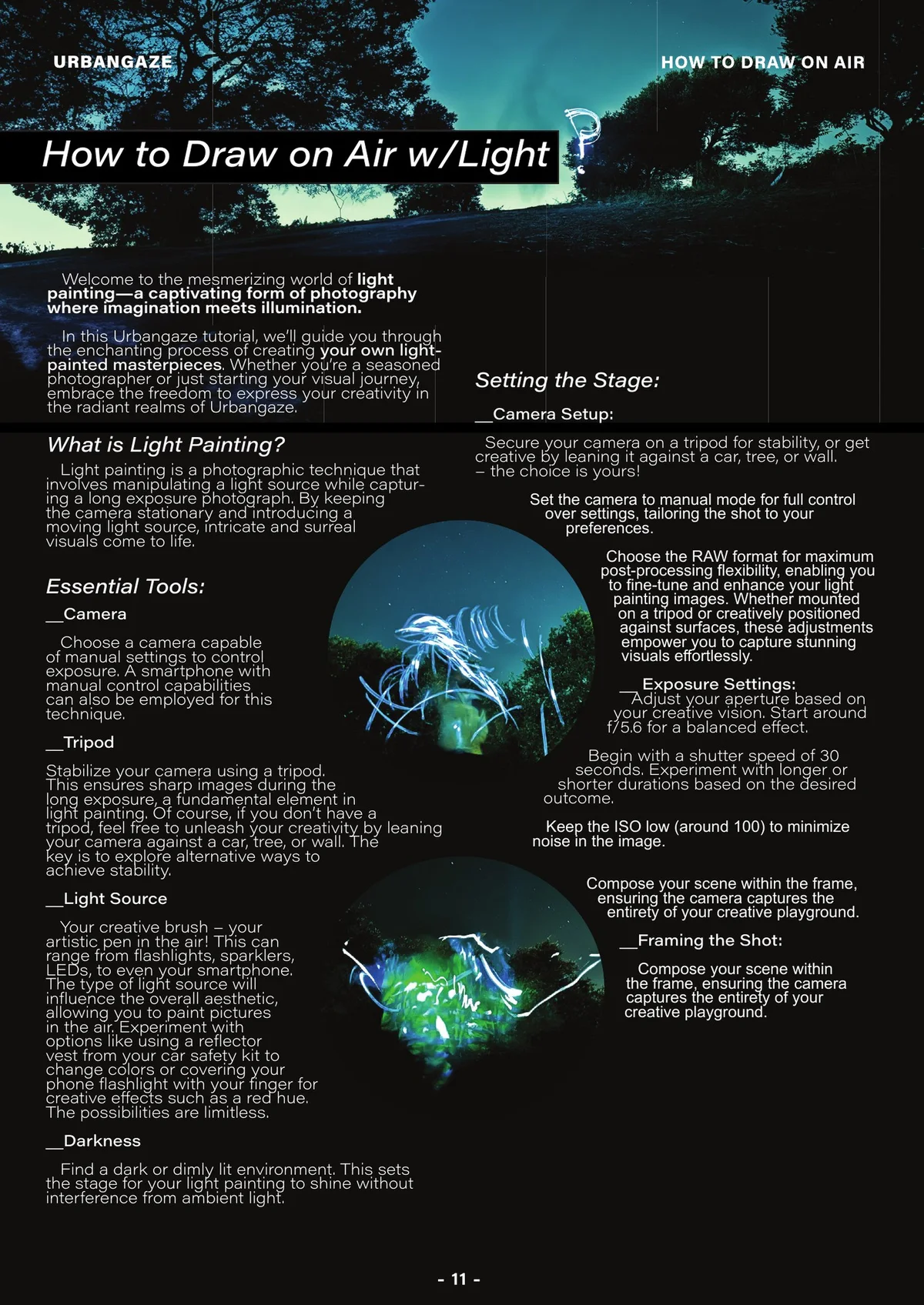 Light painting tutorial page