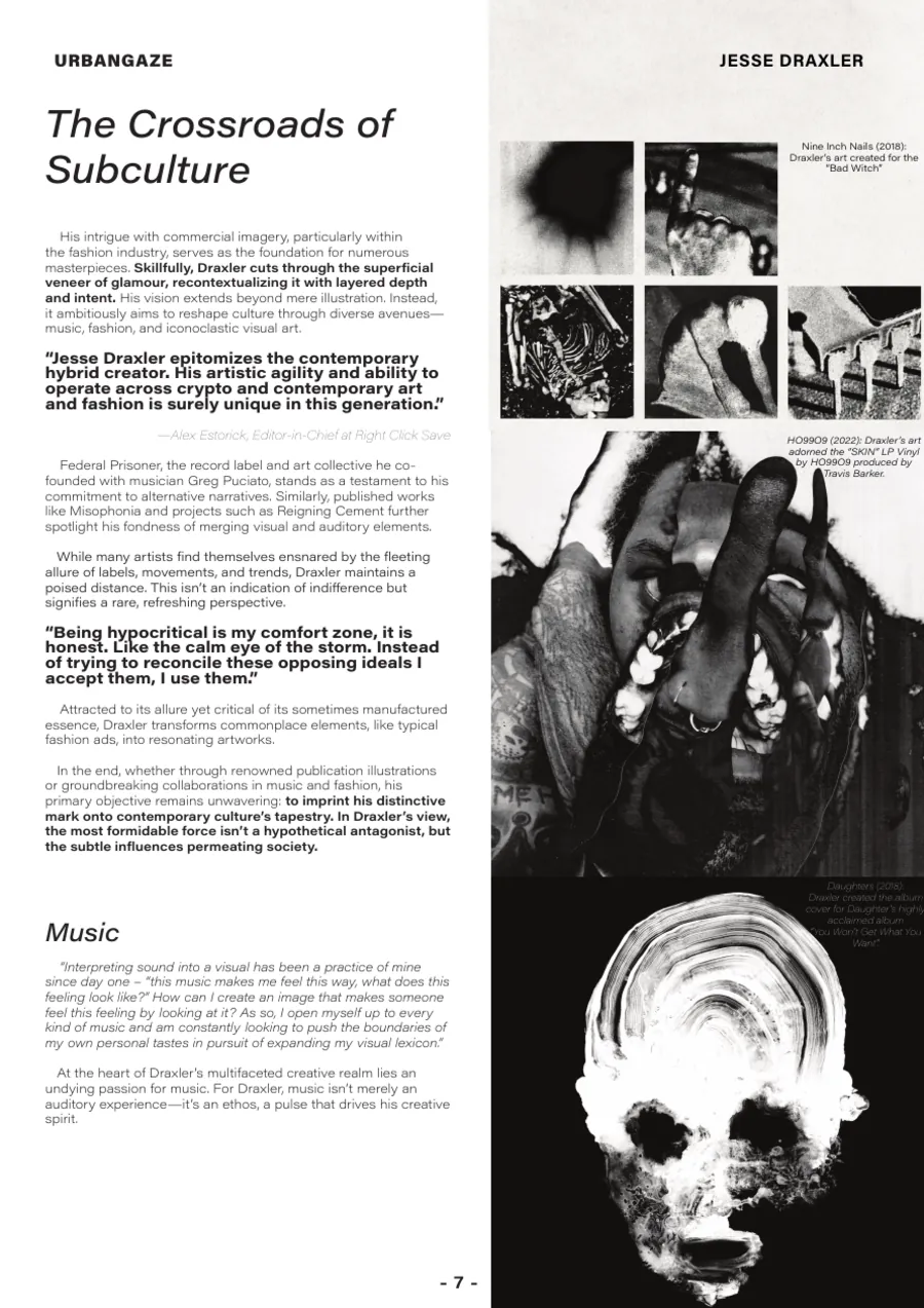 Urbangaze black and white editorial spread page 7